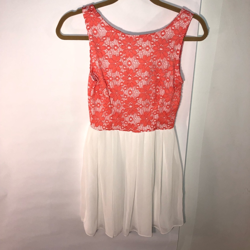 Peach and white lace dress